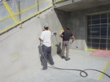 Product training at Synfola® GmbH Concrete cosmetic at stairsteps and exposed concrete facades