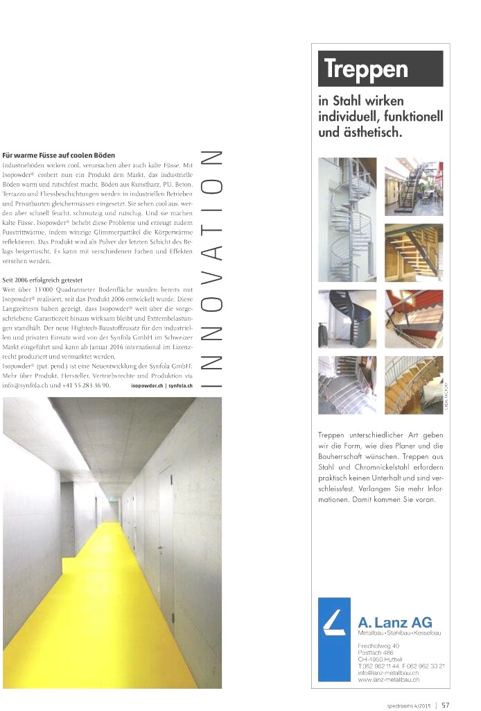 Pressebericht Isopowder Fachmagazin für Innenarchitektur und Design spectrooms Pressebericht Isopowder Fachmagazin für Innenarchitektur und Design spectrooms
