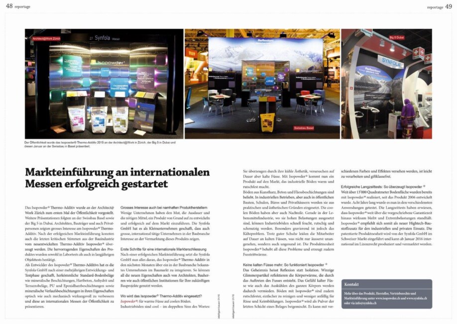 Pressebericht Isopowder Fachzeitschrift / intelligent bauen Pressebericht Isopowder Fachzeitschrift intelligent bauen