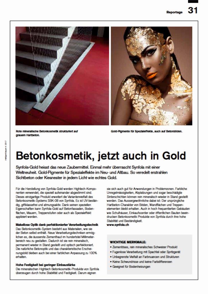 Betonkosmetik, Goldbeton Betonkosmetik, jetzt auch in Gold