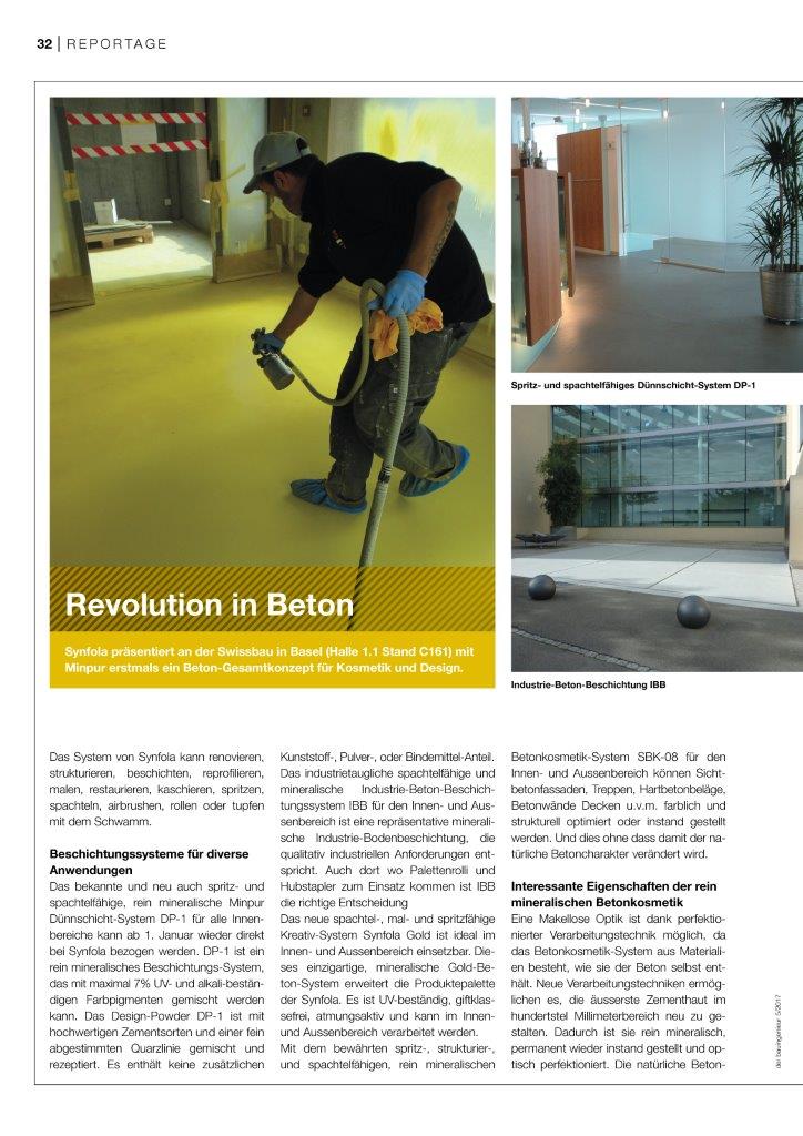 Synfola Minper Reportage der bauingenieur Ausgabe 05 2017 Seite 32 Synfola Minper Reportage der bauingenieur